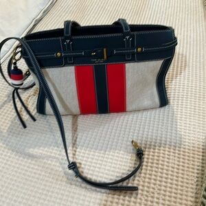 Red, canvas and blue rare Tor Burch bag!